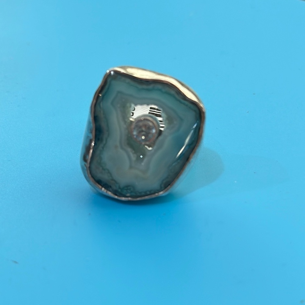 NWT Sea foam agate and topaz set in .925 Sterling silver - Picture 4 of 12